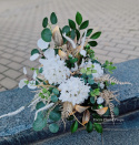 Décoration de pierre tombale avec une hortensia blanche - Composition + bouquet