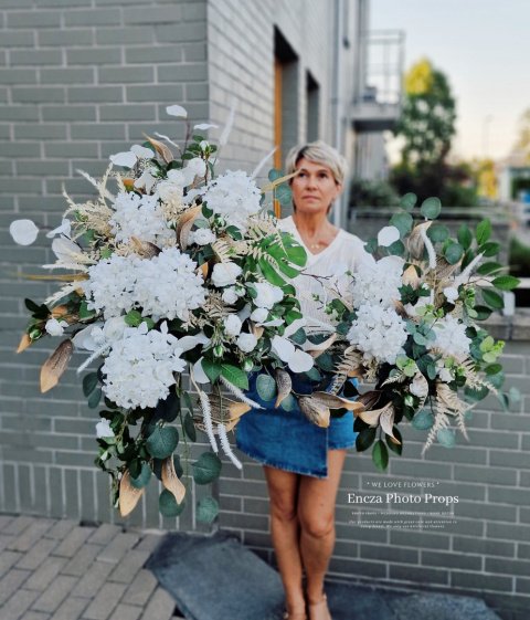 Tombstone decoration with white hydrangea- composition + bouquet