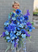 Décoration de pierre tombale - Bleuets