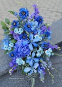 Décoration de pierre tombale - Bleuets