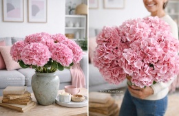 PINK hydrangea - 12 pieces