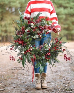 Świąteczny wianek asymetryczny - 80 cm