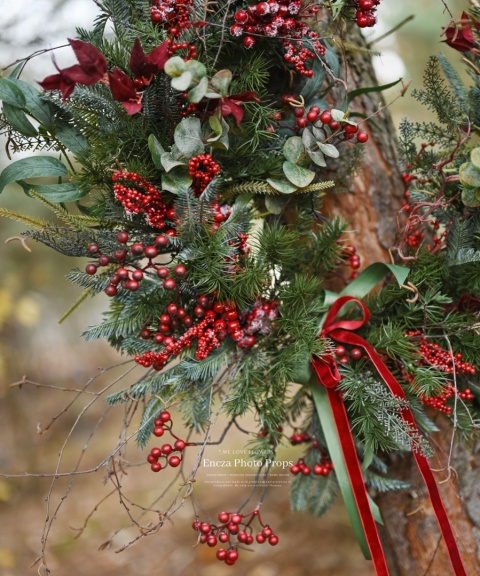 Świąteczny wianek asymetryczny - 80 cm