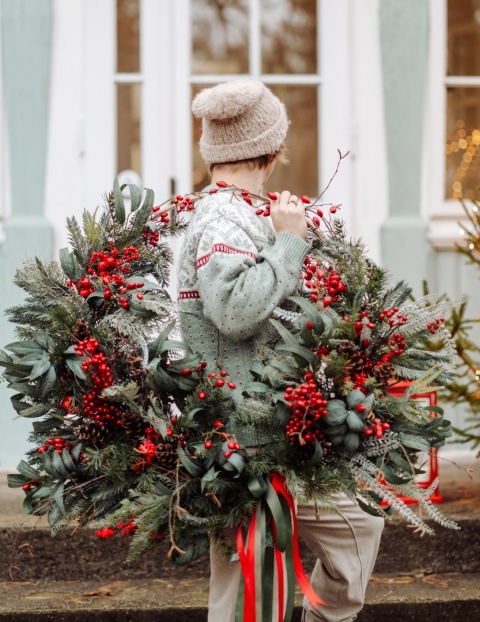 Świąteczny wianek asymetryczny - 90 cm