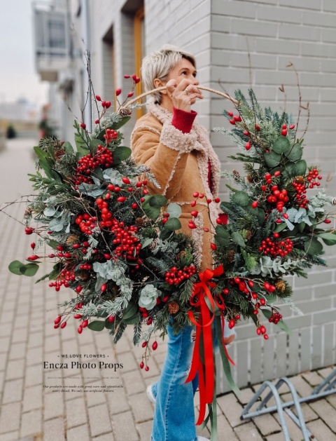 Świąteczny wianek asymetryczny - 80 cm