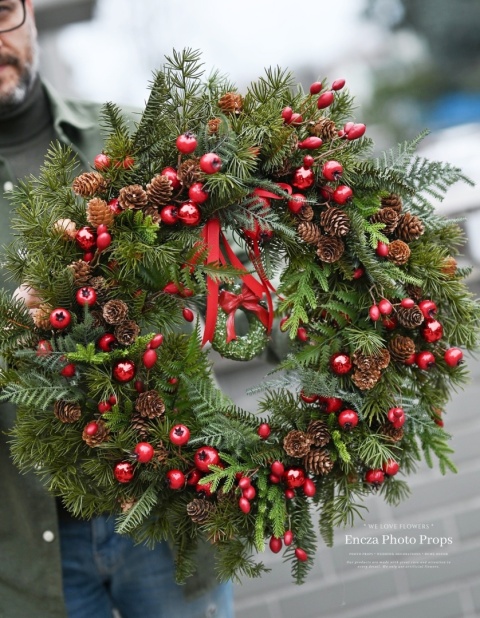 Świąteczny wianek symetryczny - ok 60 cm