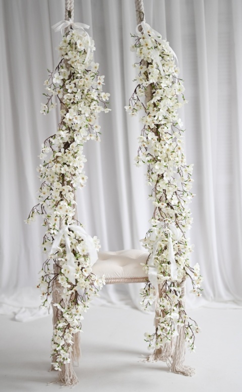 Zestaw girland z jabłoni - BIAŁE - 2x160 cm