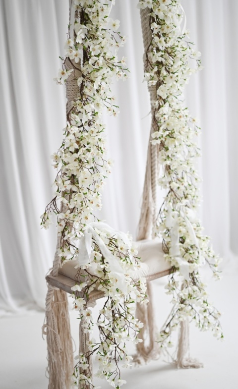 Zestaw girland z jabłoni - BIAŁE - 2x160 cm