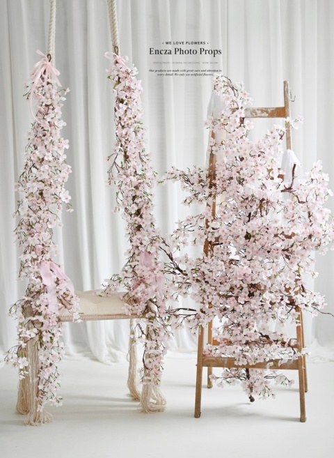 Zestaw girland z jabłoni - RÓŻOWE - 2x160 cm