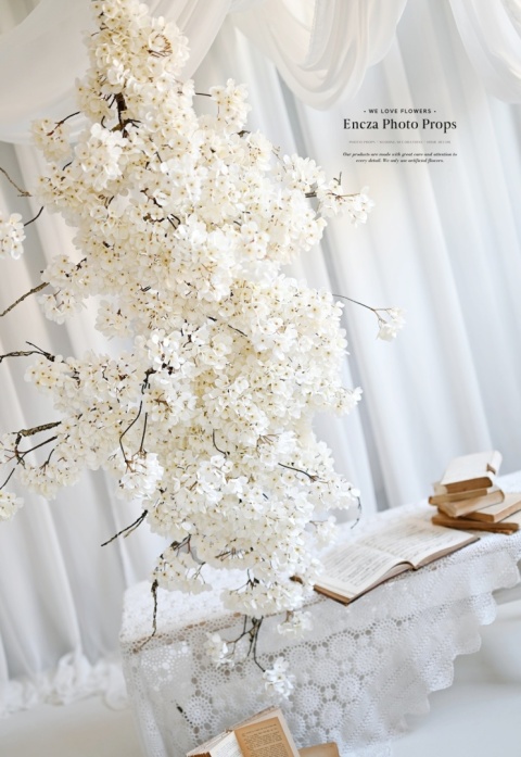 Branche d'hortensia - 170 cm - Crème