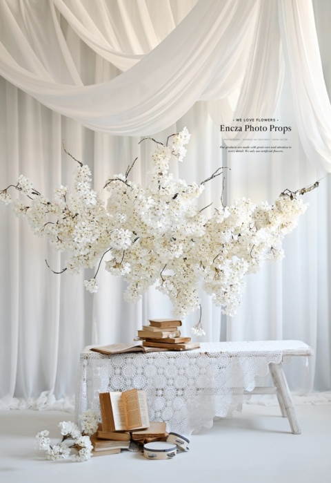 Branche d'hortensia - 170 cm - Crème