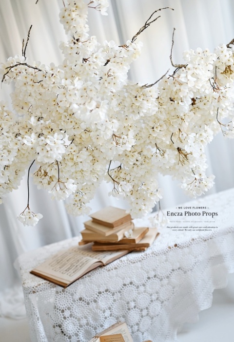 Branche d'hortensia - 170 cm - Crème