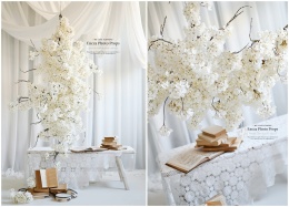 Gałąź hortensji - 170 cm - Kremowa