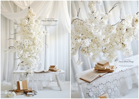 Branche d'hortensia - 170 cm - Crème