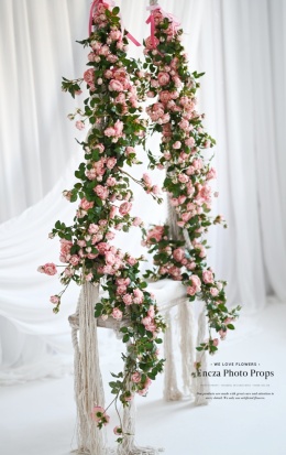 Zestaw girland - różyczki - MAUVE PINK - 2x160 cm