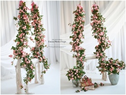 Zestaw girland - różyczki - MAUVE PINK - 2x160 cm