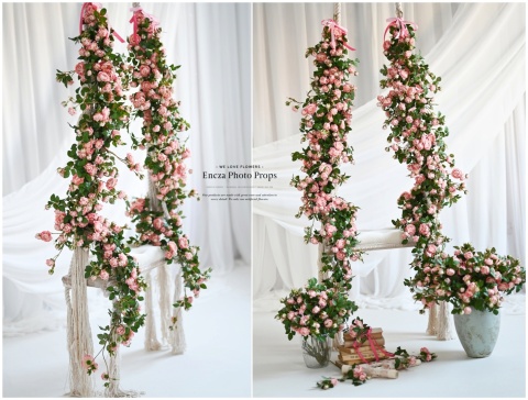 Zestaw girland - różyczki - MAUVE PINK - 2x160 cm