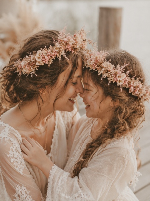 Symmetrical wreaths - mother + daughter