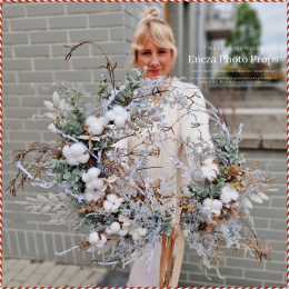 Christmas wreath with cotton - 50 cm